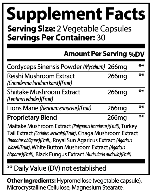 All Natural Mushroom Supplement Complex