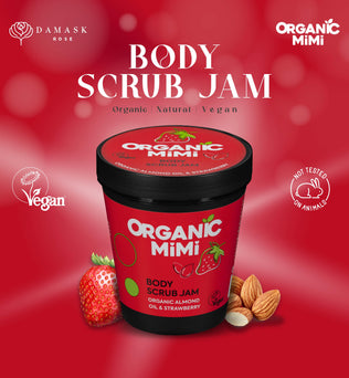 Organic Mimi, Body Scrub Jam Almond & Strawberry, 250 g