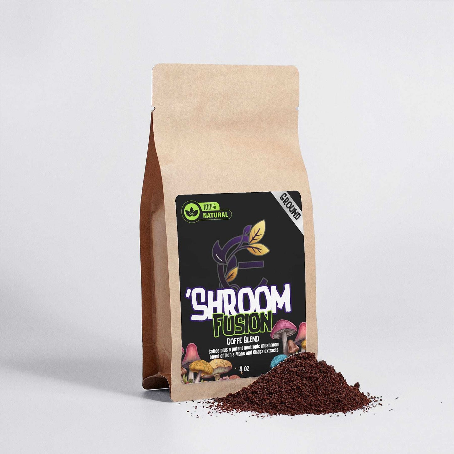 Shroom- Organic Mushroom Coffee Fusion- Lion’s Mane & Chaga 4oz - Expressly Marketplace