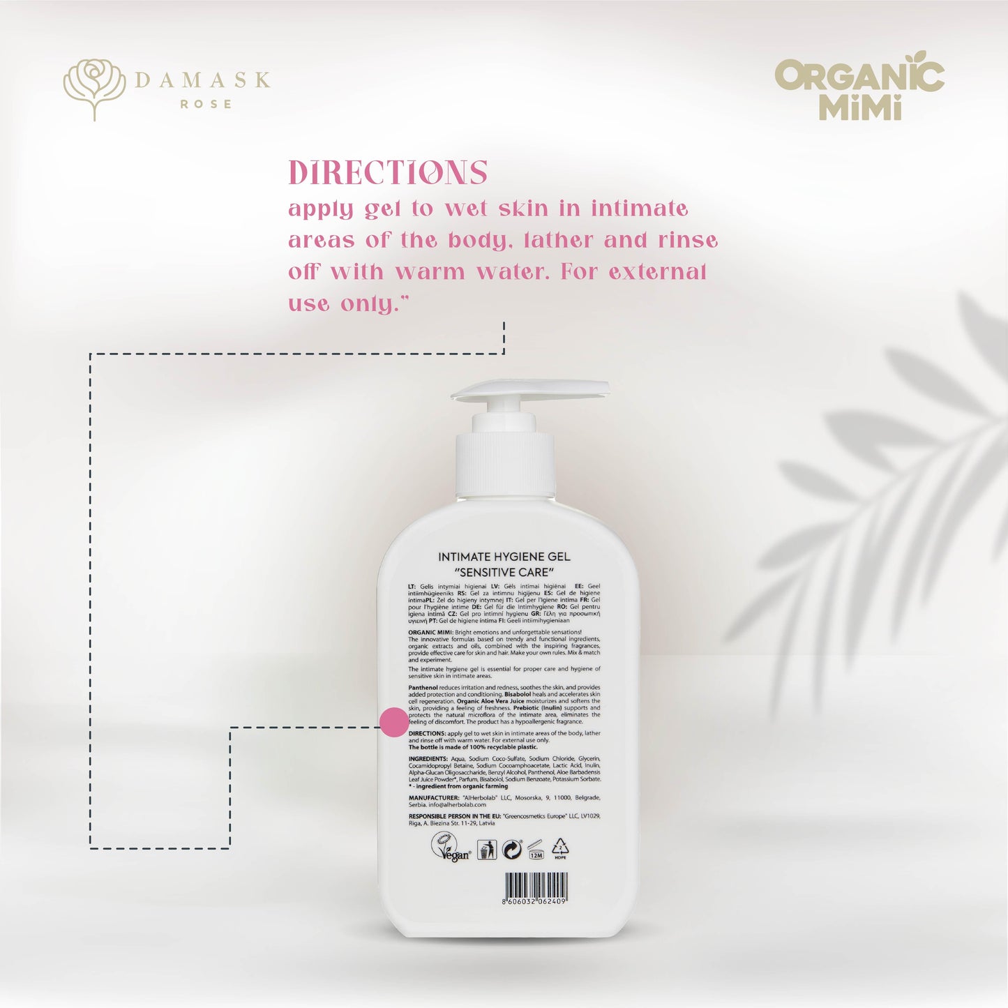 ORGANIC MIMI, INTIMATE HYGIENE GEL SENSITIVE CARE, 300 ml