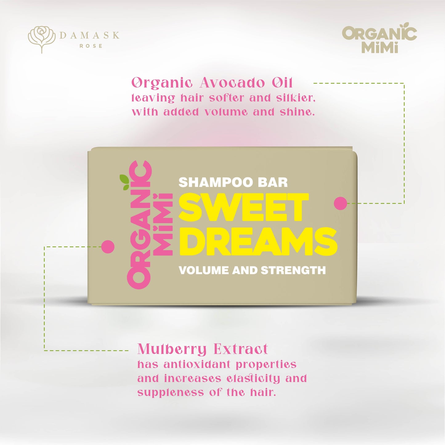 ORGANIC MIMI, SWEET DREAMS VOLUME AND STRENGTH SHAMPOO BAR, 50 g