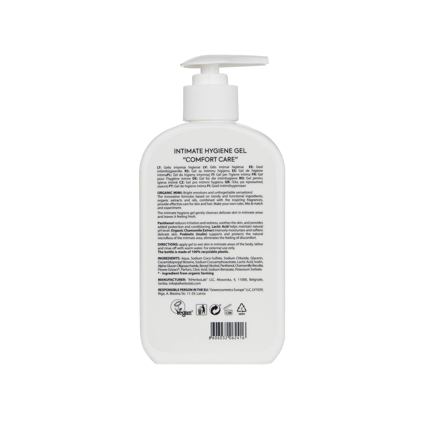 ORGANIC MIMI, INTIMATE HYGIENE GEL COMFORT CARE, 300 ml