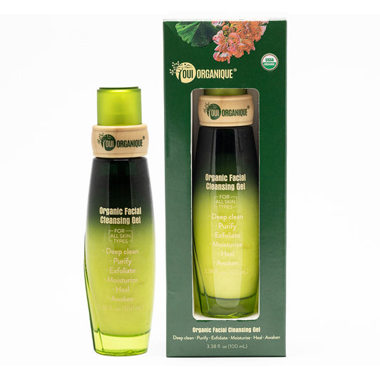 Certified Organic Facial Cleansing Gel with Geranium Oil for all skin types | sensitive skin double cleansing methods