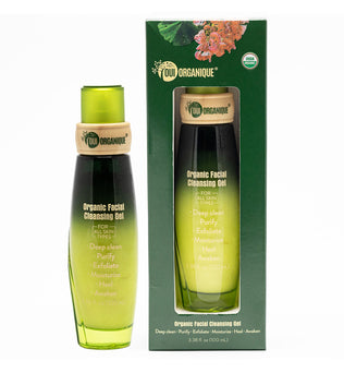 Certified Organic Facial Cleansing Gel with Geranium Oil for all skin types | sensitive skin double cleansing methods