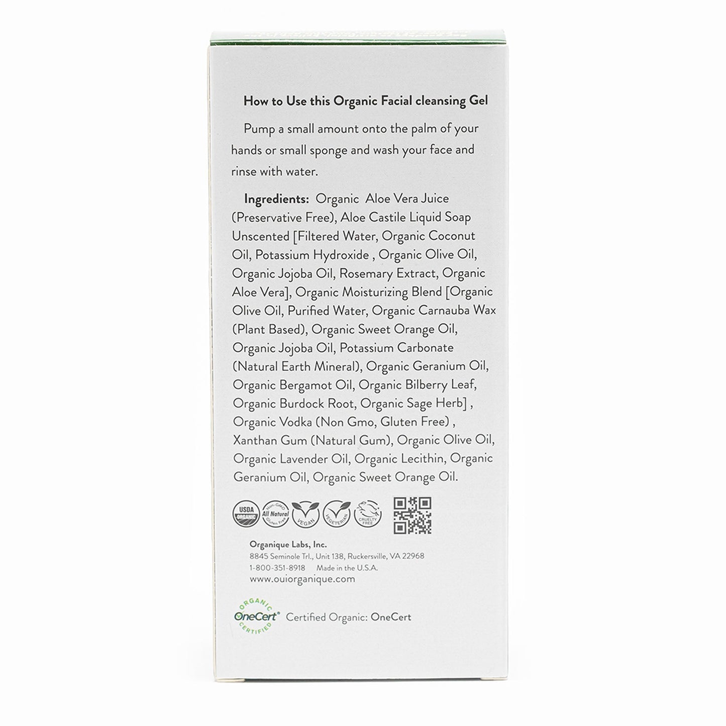 Certified Organic Facial Cleansing Gel with Geranium Oil for all skin types | sensitive skin double cleansing methods