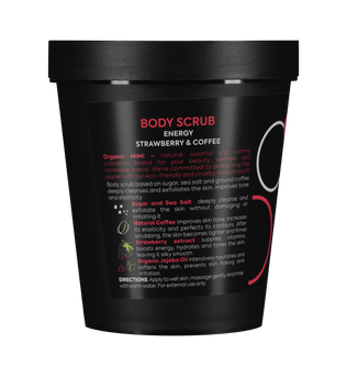 Organic Mimi, Body Scrub Energy Strawberry & Coffee, 250 g