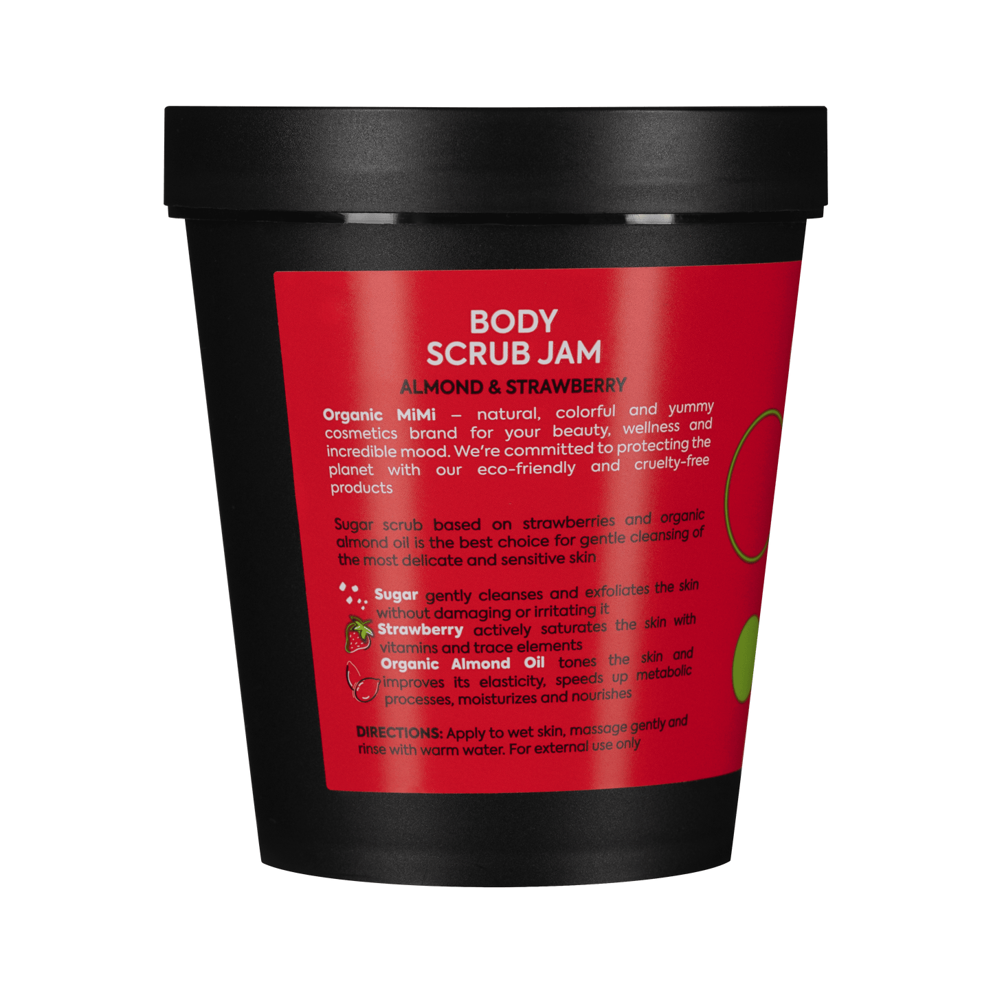 Organic Mimi, Body Scrub Jam Almond & Strawberry, 250 g