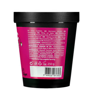 Organic Mimi, Body Scrub Jam Coconut & Raspberry, 250 g