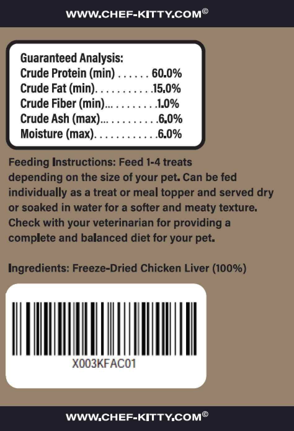 Chef Kitty® Freeze Dried Chicken Liver Cat Treats (1.75oz - 3.5oz) - Expressly