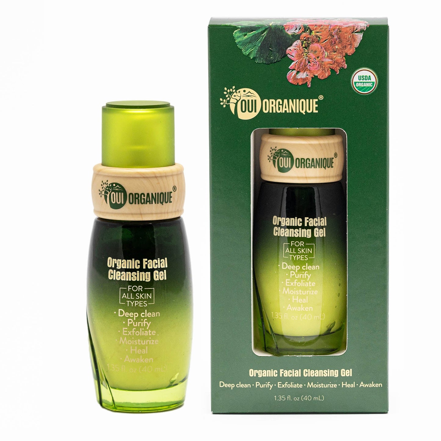 Certified Organic Facial Cleansing Gel with Geranium Oil for all skin types | sensitive skin double cleansing methods