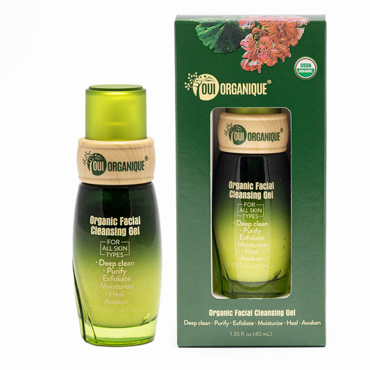Certified Organic Facial Cleansing Gel with Geranium Oil for all skin types | sensitive skin double cleansing methods