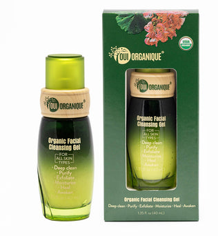 Certified Organic Facial Cleansing Gel with Geranium Oil for all skin types | sensitive skin double cleansing methods