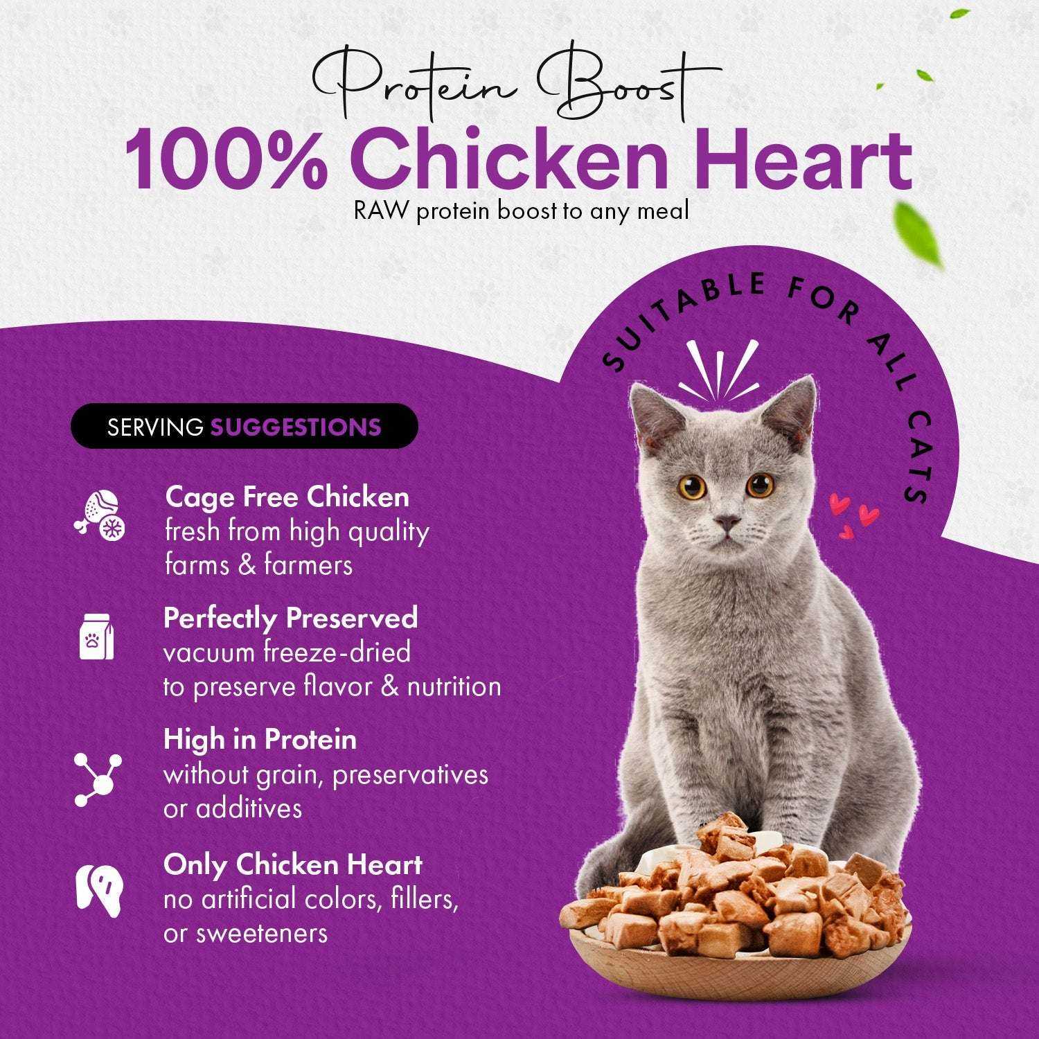 Freeze Dried Cat Treats Chicken Heart (1.75oz - 3.5oz) - Expressly