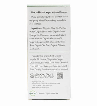 Certified Organic Double action makeup remover Detoxifies the skin Alcohol free