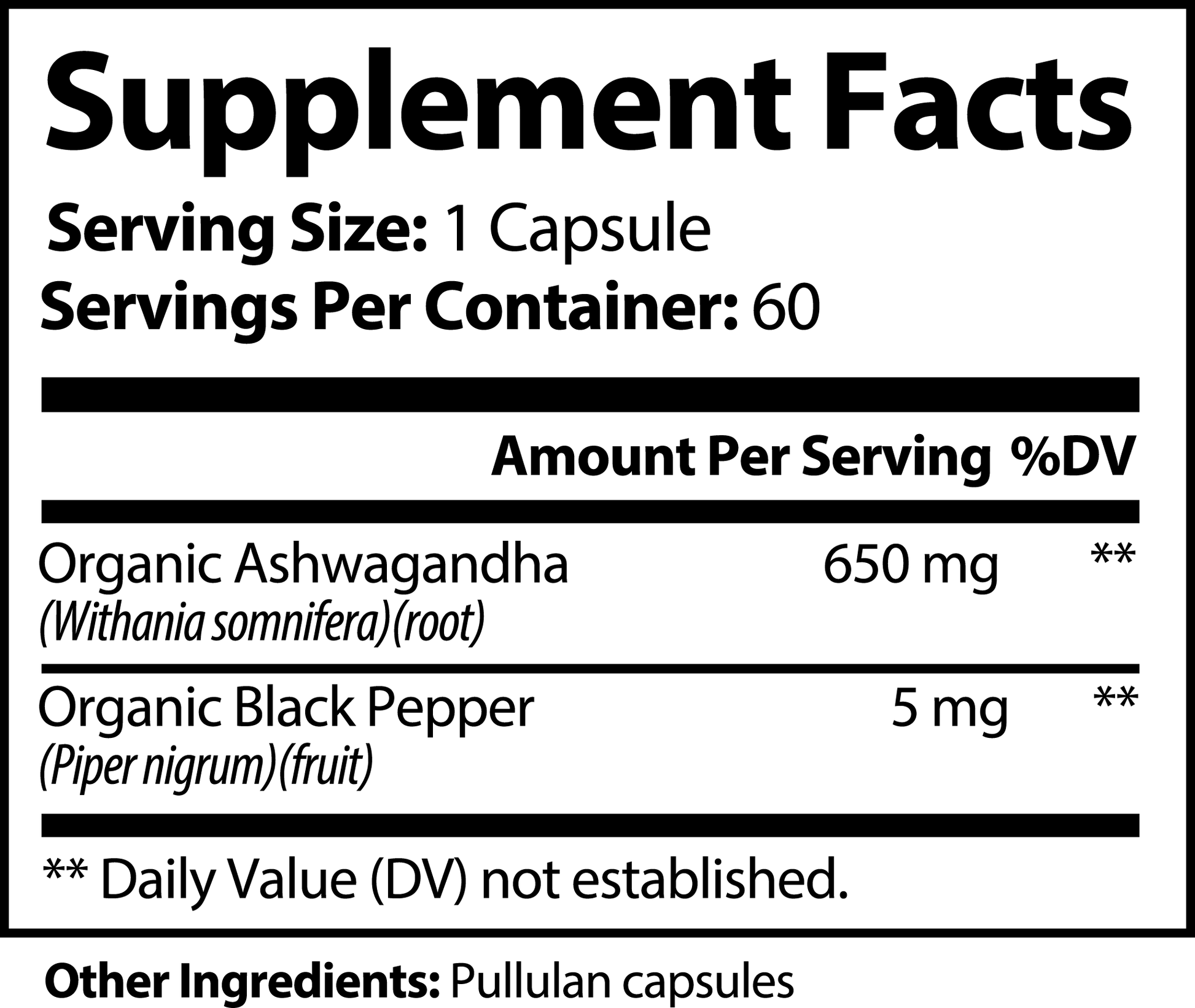 Organic Ashwagandha Capsules - Daily Supplement by N8tr Essentials®