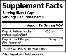 Organic Ashwagandha Capsules - Daily Supplement by N8tr Essentials®